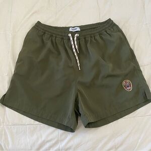 Suspicious Antwerp fiesta skull drawstring elastic waist swim trunks green sz L